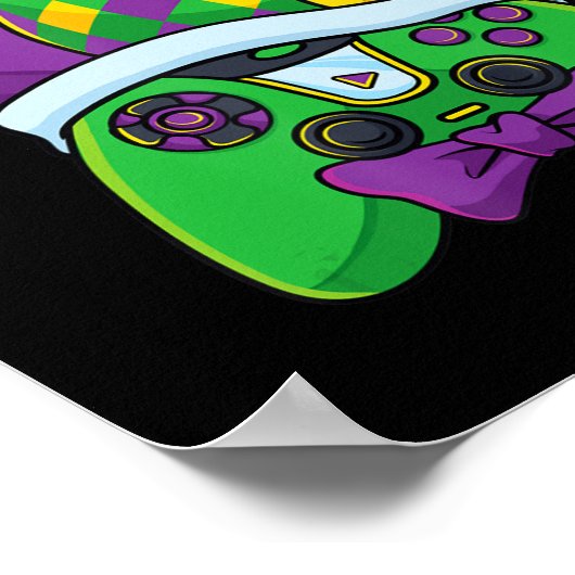 Mardi Gras Video Game Controller Jester Hat Costum Poster (Ecke)