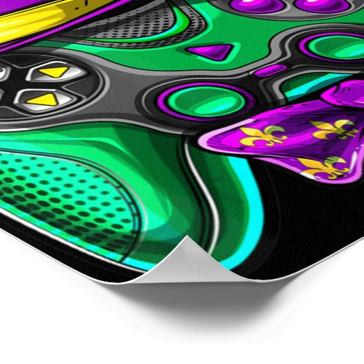 Mardi Gras Video Game Controller Jester Hat Costum Poster (Ecke)