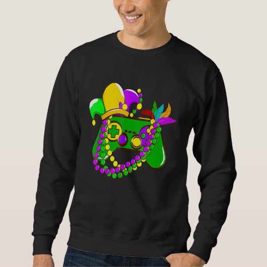 Mardi Gras Video Game Controller Jester Hat Costum Sweatshirt (Vorderseite)