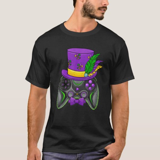 Mardi Gras Video Game Controller Jester Hat Costum T-Shirt (Vorderseite)