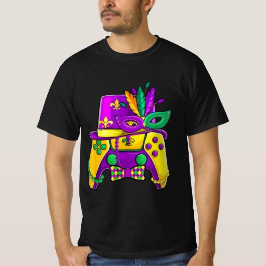 Mardi Gras Video Game Controller Jester Hat Costum T-Shirt (Vorderseite)