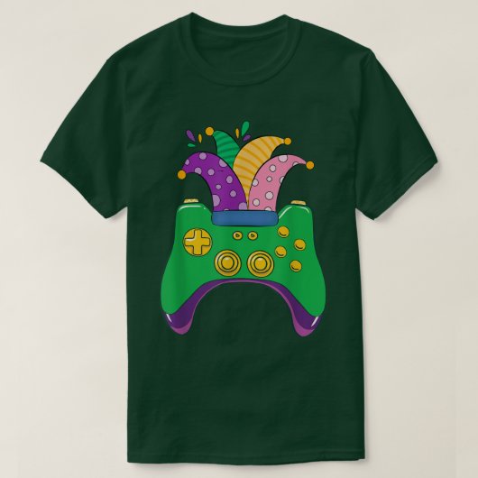 Mardi Gras Video Game Controller Jester Hat Gamer T-Shirt (Design vorne)