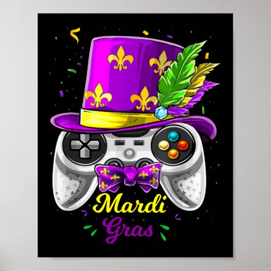 Mardi Gras Video Game Controller Jester Mask Costu Poster (Vorne)