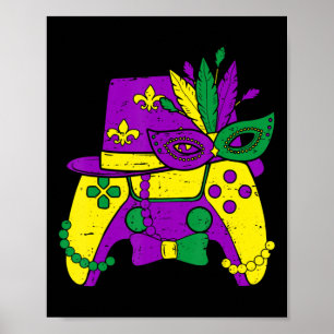 Mardi Gras Videospiel-Controller-Jesterhut-Kostüm Poster