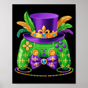 Mardi Gras Videospiel-Controller Narrenhut Gamer Poster