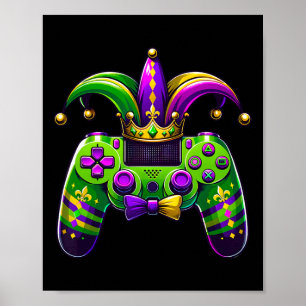 Mardi Gras Videospiel-Controller-Narrenhut Junge K Poster