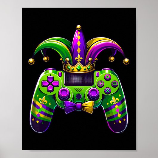 Mardi Gras Videospiel-Controller-Narrenhut Junge K Poster (Vorne)