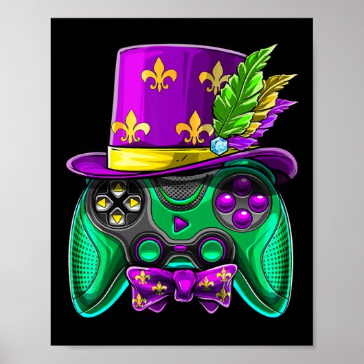 Mardi Gras Videospiel-Controller Narrenhut Kostüm Poster (Vorne)