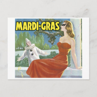 MARDI-GRAS VINTAG ART POSTER POSTKARTE