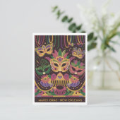 Mardi Gras Vintag Postkarte (Stehend Vorderseite)