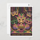Mardi Gras Vintag Postkarte (Vorne/Hinten)