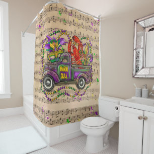 Mardi Gras Vintag Truck Krakische Lilie Duschvorhang