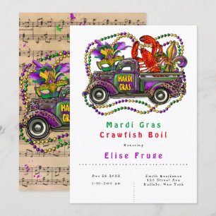 Mardi Gras Vintage-Lastwagen-Crawfish-Koch-Einladu Einladung