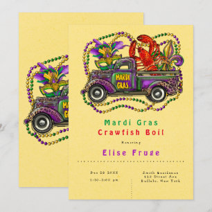 Mardi Gras Vintage-Lastwagen-Krebs-Kochfest Einladung