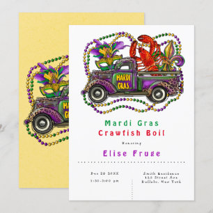 Mardi Gras Vintage-LKW-Crawfish-Boil-Einladung Einladung