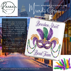 Mardi Gras Vinyl-umwickelte Edelstahl-Flasche Flachmann