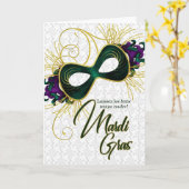 Mardi Gras Violet, Gold und grüne Maske Karte (Gelbe Blume)