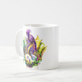 Mardi Gras - Vogel und Krone Kaffeetasse (Vorderseite Links)
