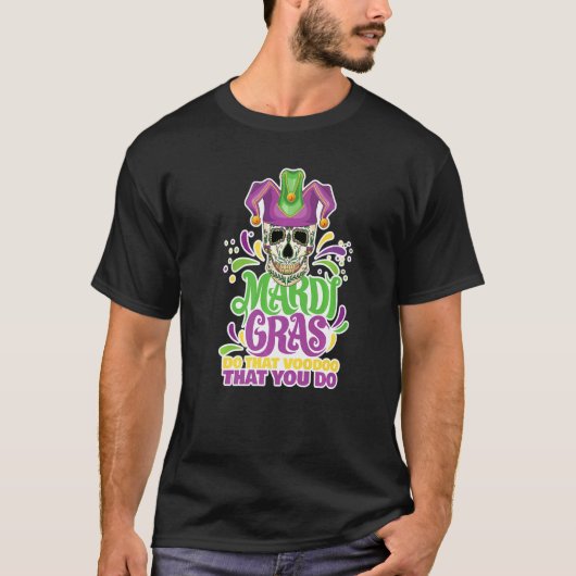 Mardi Gras Voodoo  Black Magic Carnival Fan Voodoo T-Shirt (Vorderseite)