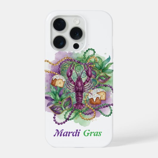 Mardi Gras Wasserfarben-Feier  iPhone Hülle (Rückseite)