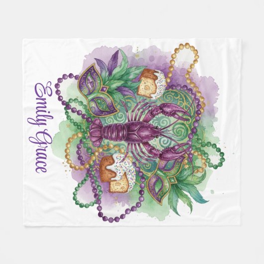 Mardi Gras Watercolor Celebration  Fleecedecke (Vorderseite (Horizontal))