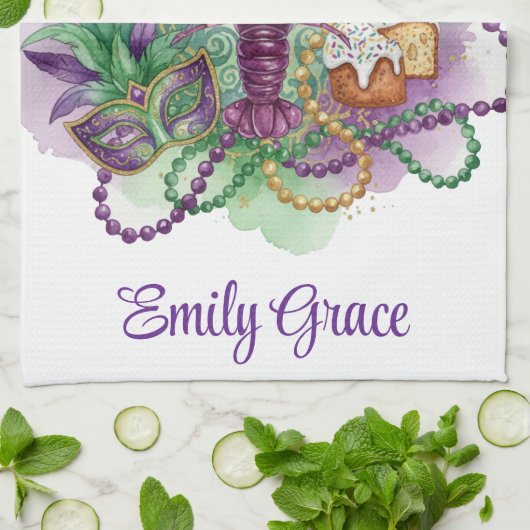 Mardi Gras Watercolor Celebration  Geschirrtuch (Gefaltet)