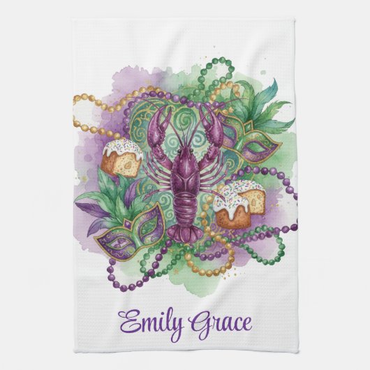 Mardi Gras Watercolor Celebration  Geschirrtuch (Vertikal)