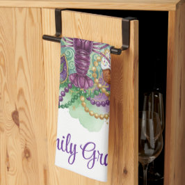 Mardi Gras Watercolor Celebration  Geschirrtuch