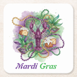 Mardi Gras Watercolor Celebration  Rechteckiger Pappuntersetzer