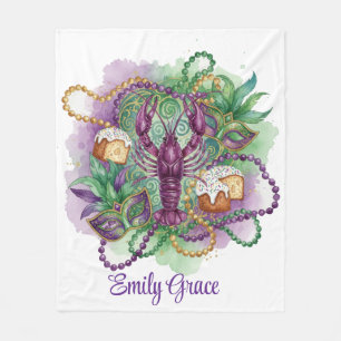 Mardi Gras Watercolor-Feier Fleecedecke