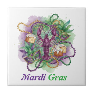 Mardi Gras Watercolor-Feier  Fliese