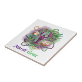 Mardi Gras Watercolor-Feier Fliese (Seite)