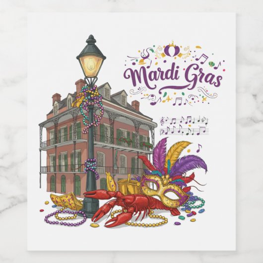 Mardi Gras Weinetikett (Einzelnes Label)