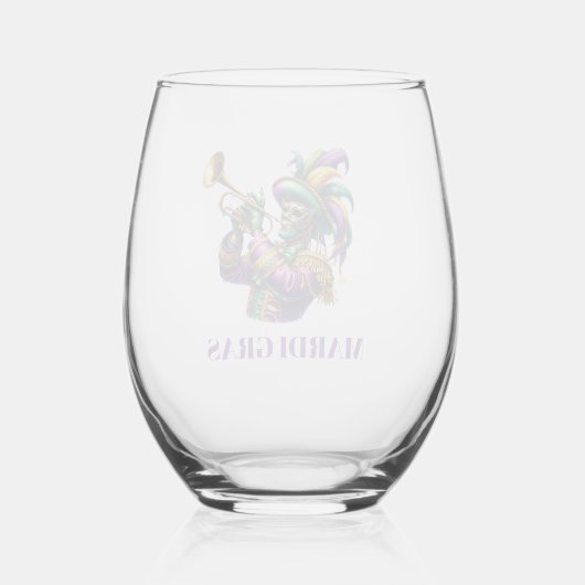 Mardi Gras Weinglas Ohne Stiel (Rückseite)