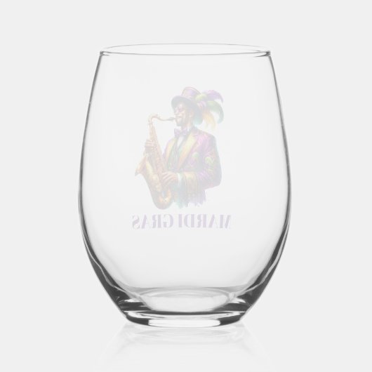 Mardi Gras Weinglas Ohne Stiel (Rückseite)