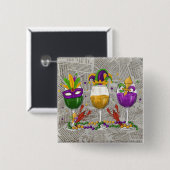 Mardi Gras Weingläser und Langusten Button (Vorne & Hinten)