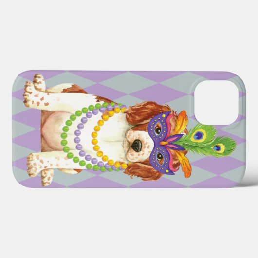 Mardi Gras Welsh Springer Spaniel Case-Mate iPhone Hülle (Rückseite (Horizontal))