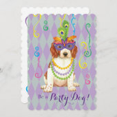 Mardi Gras Welsh Springer Spaniel Einladung (Vorne/Hinten)