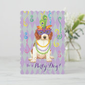 Mardi Gras Welsh Springer Spaniel Einladung (Stehend Vorderseite)