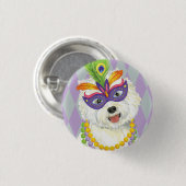 Mardi Gras Westie Button (Vorne & Hinten)