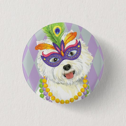 Mardi Gras Westie Button (Vorderseite)