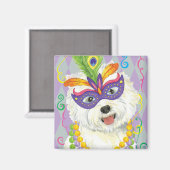 Mardi Gras Westie Magnet (Vorderseite/Rückseite)