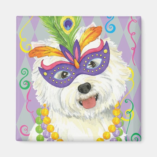 Mardi Gras Westie Magnet (Vorne)