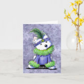 Mardi Gras Westie Terrier Karte (Gelbe Blume)