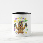 Mardi Gras Who's Your Goldendaddy" Golden Retrieve Tasse (Zentrum)