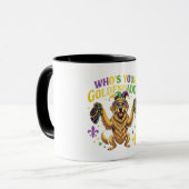 Mardi Gras Who's Your Goldendaddy" Golden Retrieve Tasse (Vorderseite Links)