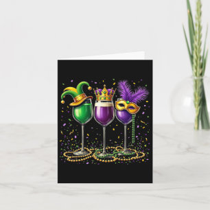 Mardi Gras Wine Gles Design - Funny Fat Dienstag D Karte