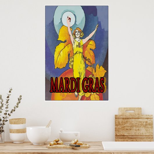 Mardi Gras Wine Maid Poster (Küche)