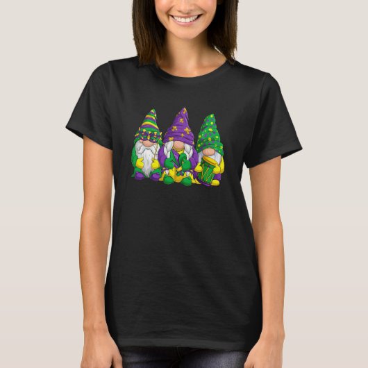 Mardi Gras with My Gnomies Mardi Gras Three Gnomes T-Shirt (Vorderseite)