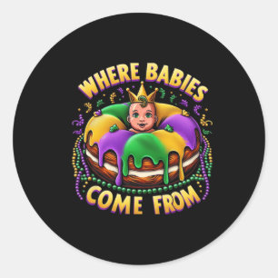 Mardi Gras, wo Bybies von King Cake 2 kommen Runder Aufkleber